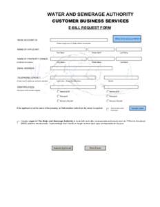 WATER AND SEWERAGE AUTHORITY CUSTOMER BUSINESS SERVICES E-BILL REQUEST FORM Where to locate your WASA Account No. on your bill