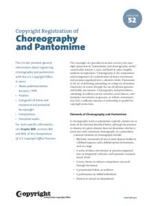 Circular 52 Copyright Registration of Choreography and Pantomime