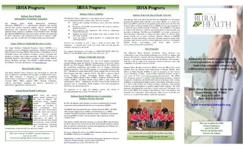 IRHA Programs  IRHA Programs Indiana Tobacco Quitline  Indiana Rural Health