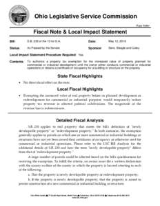 Ohio Legislative Service Commission Russ Keller Fiscal Note & Local Impact Statement Bill: