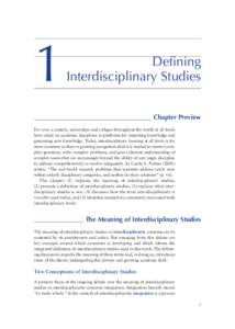 1  Defining Interdisciplinary Studies  ____________________________________ Chapter Preview