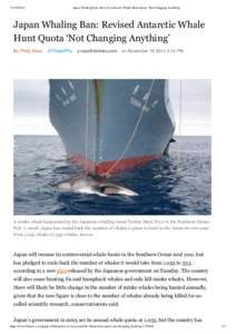 [removed]Japan Whaling Ban: Revised Antarctic Whale Hunt Quota ‘Not Changing Anything’ Japan Whaling Ban: Revised Antarctic Whale Hunt Quota ‘Not Changing Anything’