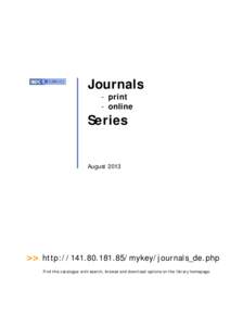 Journals - print - online Series August 2013