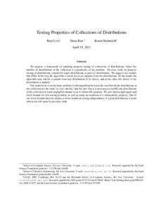 Testing Properties of Collections of Distributions Reut Levi∗ Dana Ron †  Ronitt Rubinfeld‡
