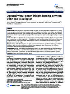 Digested wheat gluten inhibits binding between leptin and its receptor