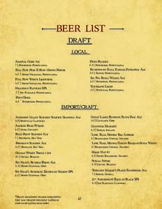 Beer List DRAFT LOCAL Arsenal Cider 7oz 7 Pittsburgh, Pennsylvania