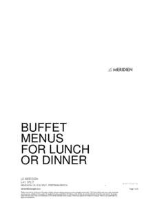 BUFFET MENUS FOR LUNCH OR DINNER LE MERIDIEN LAV SPLIT