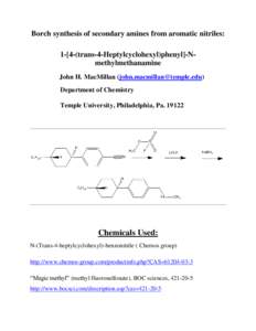 Borch synthesis of secondary amines from aromatic nitriles: 1-[4-(trans-4-Heptylcyclohexyl)phenyl]-Nmethylmethanamine John H. MacMillan () Department of Chemistry Temple University, Philadelphia,