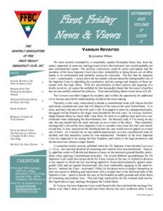 First Friday News & Views THE MONTHLY NEWSLETTER  VARNUM REVISITED