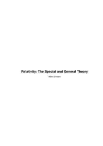 Relativity: The Special and General Theory Albert Einstein Relativity: The Special and General Theory  Albert Einstein