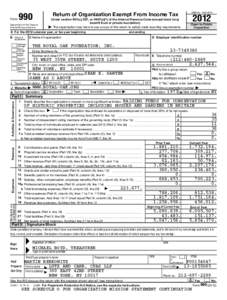 Form  990 A For the 2012 calendar year, or tax year beginning
