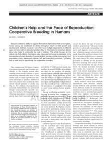 tapraid5/za0-evan/za0-evan/za000505/za00379-05a franklim S⫽:52 Art: 522 Input-yyy(mek) Evolutionary Anthropology 14:000 – ARTICLES  Children’s Help and the Pace of Reproduction: