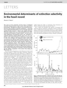 Vol 454 | 31 July 2008 | doi:nature07032  LETTERS Environmental determinants of extinction selectivity in the fossil record Shanan E. Peters1
