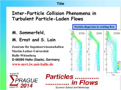 Title  Inter-Particle Collision Phenomena in Turbulent Particle-Laden Flows Particle dispersion in swirling flow