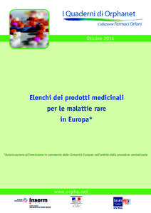Ottobre[removed]Elenchi dei prodotti medicinali per le malattie rare in Europa*