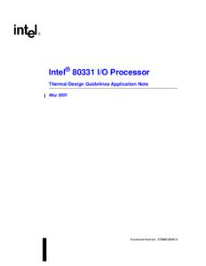 Intel® 80331 I/O Processor Thermal Design Guidelines Application Note May 2005