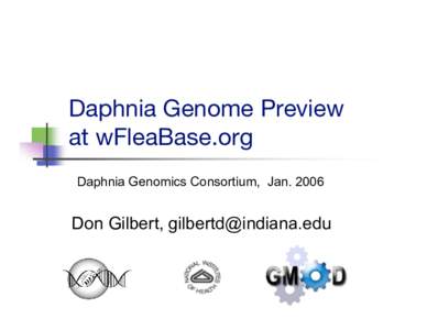Daphnia Genome Preview at wFleaBase.org Daphnia Genomics Consortium, JanDon Gilbert, 