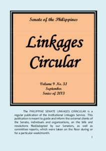 Senate of the Philippines  Linkages Circular Volume 9 No. 3.1 September