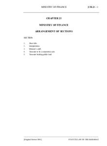 MINISTRY OF FINANCE  [CH.23 – 1 MINISTRY OF FINANCE