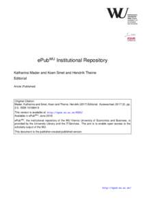ePubWU Institutional Repository Katharina Mader and Koen Smet and Hendrik Theine Editorial Article (Published)  Original Citation: