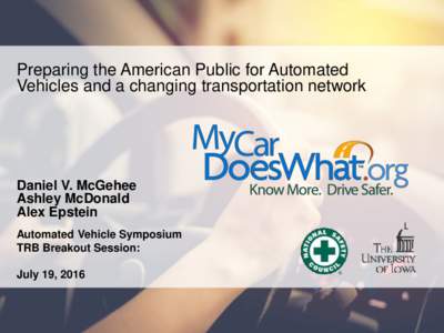 Car safety / Vehicular automation / McGehee