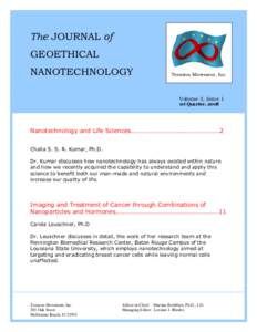 The JOURNAL of GEOETHICAL NANOTECHNOLOGY Terasem Movement, Inc.