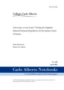 Advocatus, et non Latro? Testing the Supplier-Induced Demand Hypothesis for the Italian Courts of Justice