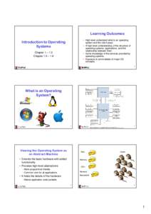 Learning Outcomes • High-level understand what is an operating system and the role it plays • A high-level understanding of the structure of operating systems, applications, and the relationship between them.