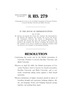 IV  109TH CONGRESS 1ST SESSION  H. RES. 279