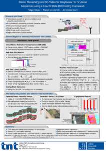 Stereo Mosaicking and 3D-Video for Singleview HDTV Aerial Sequences using a Low Bit Rate ROI Coding Framework ¨ Ostermann Holger Meuel · Marco Munderloh · Jorn Scenario and Goal Very low