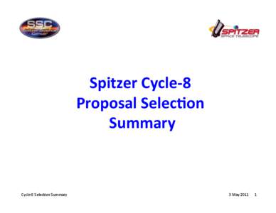Spitzer	
  Cycle-­‐8	
  	
   Proposal	
  Selec3on	
   Summary	
   Cycle-­‐8	
  Selec0on	
  Summary	
  