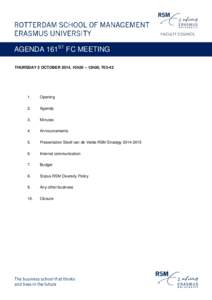 AGENDA 161ST FC MEETING THURSDAY 2 OCTOBER 2014, 10h30 – 12h00, T03Opening