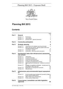 Planning BillExposure Draft  New South Wales Planning Bill 2013 Contents