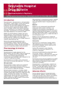Psychostimulants in Psychiatry. Graylands Hospital Drug Bulletin