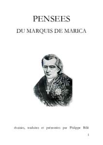 PENSEES DU MARQUIS DE MARICA choisies, traduites et présentées par Philippe Billé 1