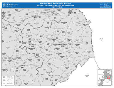 Pakistan: North West Frontier Province District, Tehsil and Union Code Reference Map ABBOTTABAD