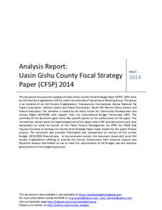 Analysis Report: Uasin Gishu County Fiscal Strategy Paper (CFSP[removed]May 5
