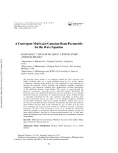 Communications in Partial Differential Equations, 38: 92–134, 2013 Copyright © Taylor & Francis Group, LLC ISSNprintonline DOI: A Convergent Multiscale Gaussian-Beam