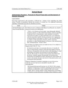 Community Unit School District No. 1  2:250-AP2 School Board Administrative Procedure - Protocols for Record Preservation and Development of