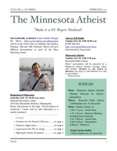 VOLUME 21, NUMBER 2 FEBRUARYThe Minnesota Atheist