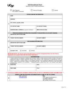 ACH Enrollment Form Electronic Funds Transfer Authorization New Request  Account Change