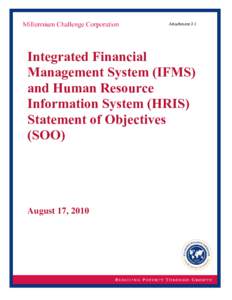 MILLENNIUM CHALLENGE CORPORATION  Attachment J.1 Integrated Financial Management System (IFMS)