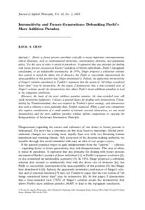 Journal of Applied Philosophy, Vol. 20, No. 2, Intransitivity 2003 and Future Generations  187