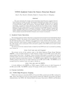 USNO Analysis Center for Source Structure Report Alan L. Fey, David A. Boboltz, Ralph A. Gaume, Kerry A. Kingham Abstract This report summarizes the activities of the United States Naval Observatory Analysis Center for S