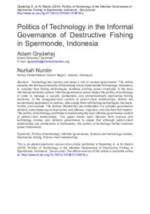 Economy / Fishing / Politics / Accountability / Governance / Political philosophy / Blast fishing / Network governance / Live fish trade / Destructive fishing practices / Fishing village