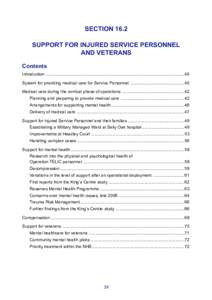 SECTION 16.2 SUPPORT FOR INJURED SERVICE PERSONNEL AND VETERANS Contents Introduction ..................................................................................................................... 40 System for