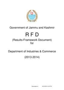 Government of Jammu and Kashmir  RFD (Results-Framework Document) for Department of Industries & Commerce