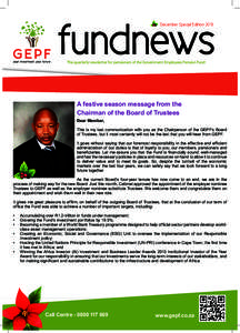 fundnews December Special Edition 2013 The quarterly newsletter for pensioners of the Government Employees Pension Fund  A festive season message from the