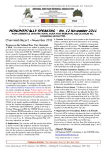 Monumentally Speaking is the occasional newsletter of the NSW Committee of the National Boer War Memorial Association No.12 , NovemberMONUMENTALLY SPEAKING - No. 12 November 2011 NSW COMMITTEE of the NATIONAL BOER