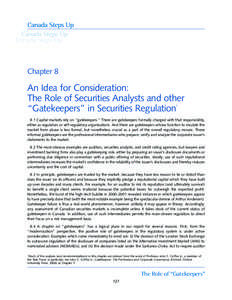 Chapter 8  An Idea for Consideration: The Role of Securities Analysts and other “Gatekeepers” in Securities Regulation 1